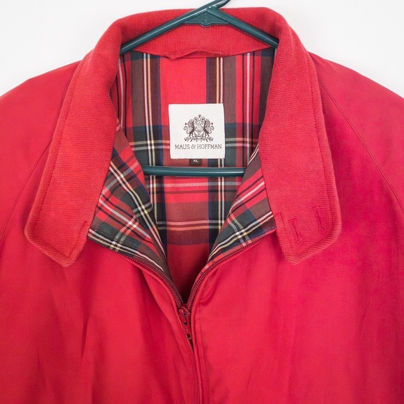 Maus & Hoffman Harrington Jacket Mens XL Red Plaid Lined Cotton Made in Scotland - Picture 5 of 16